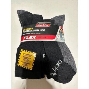Genuine Dickies Dri-Tech Crew Performance Work socks Flex 6 pack shoe size 6-12